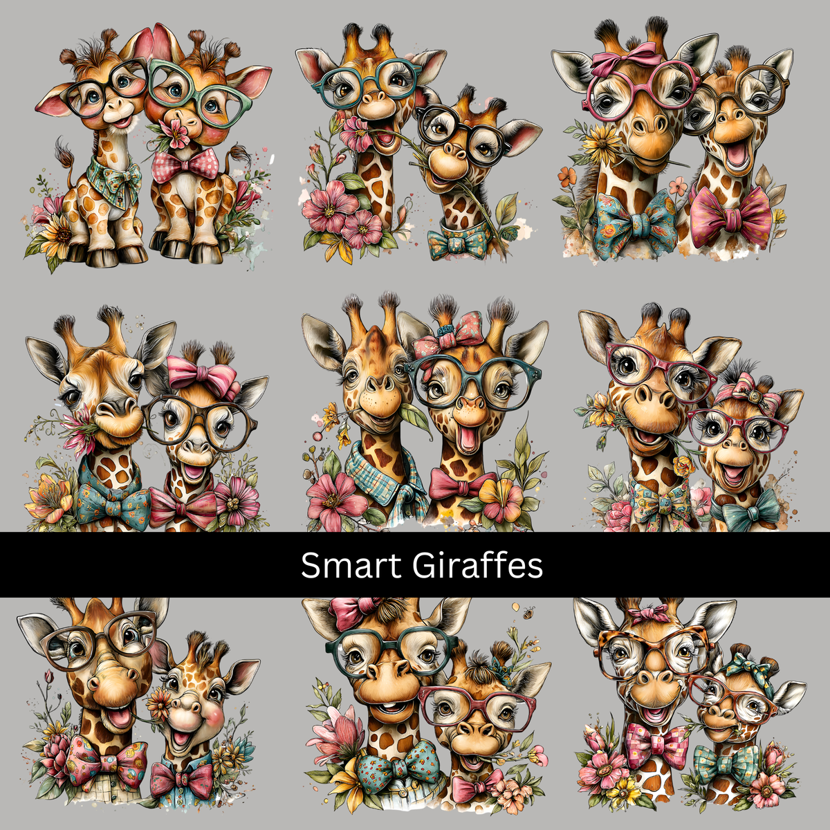 Smart Giraffes UV DTF Decal sheets