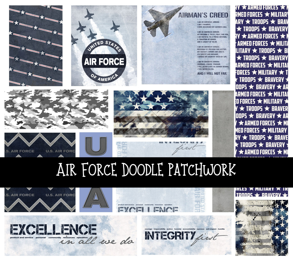Air Force Doodle Patchwork Set