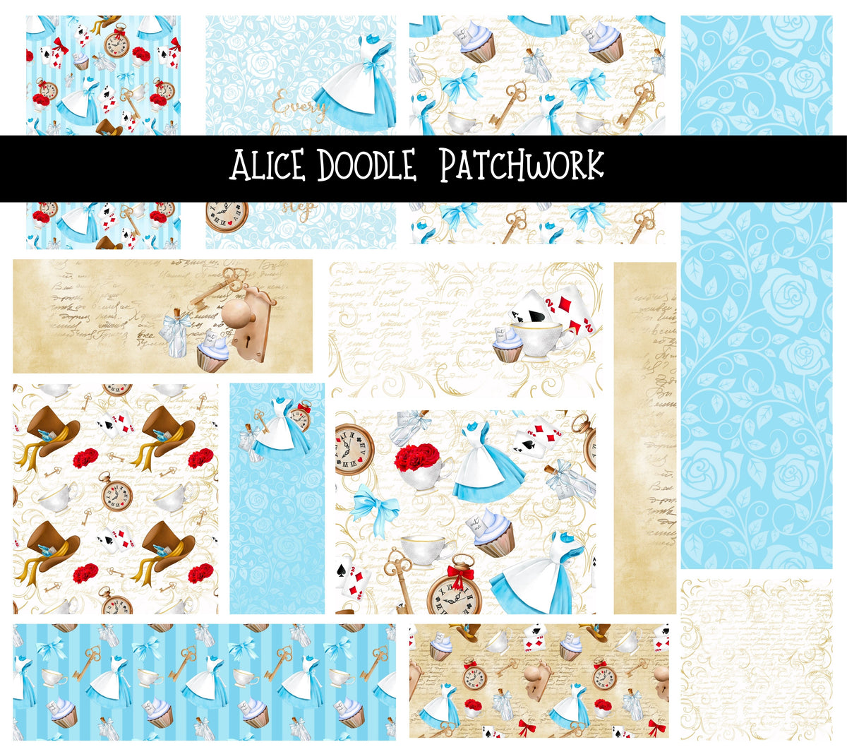 Alice UV DTF Doodle Patchwork Set