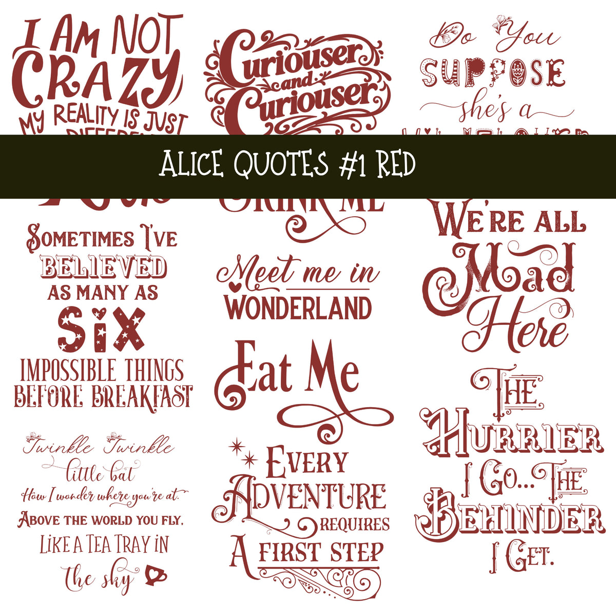 Alice Quotes #1 UV DTF Decal sheets 5 Color Options  available