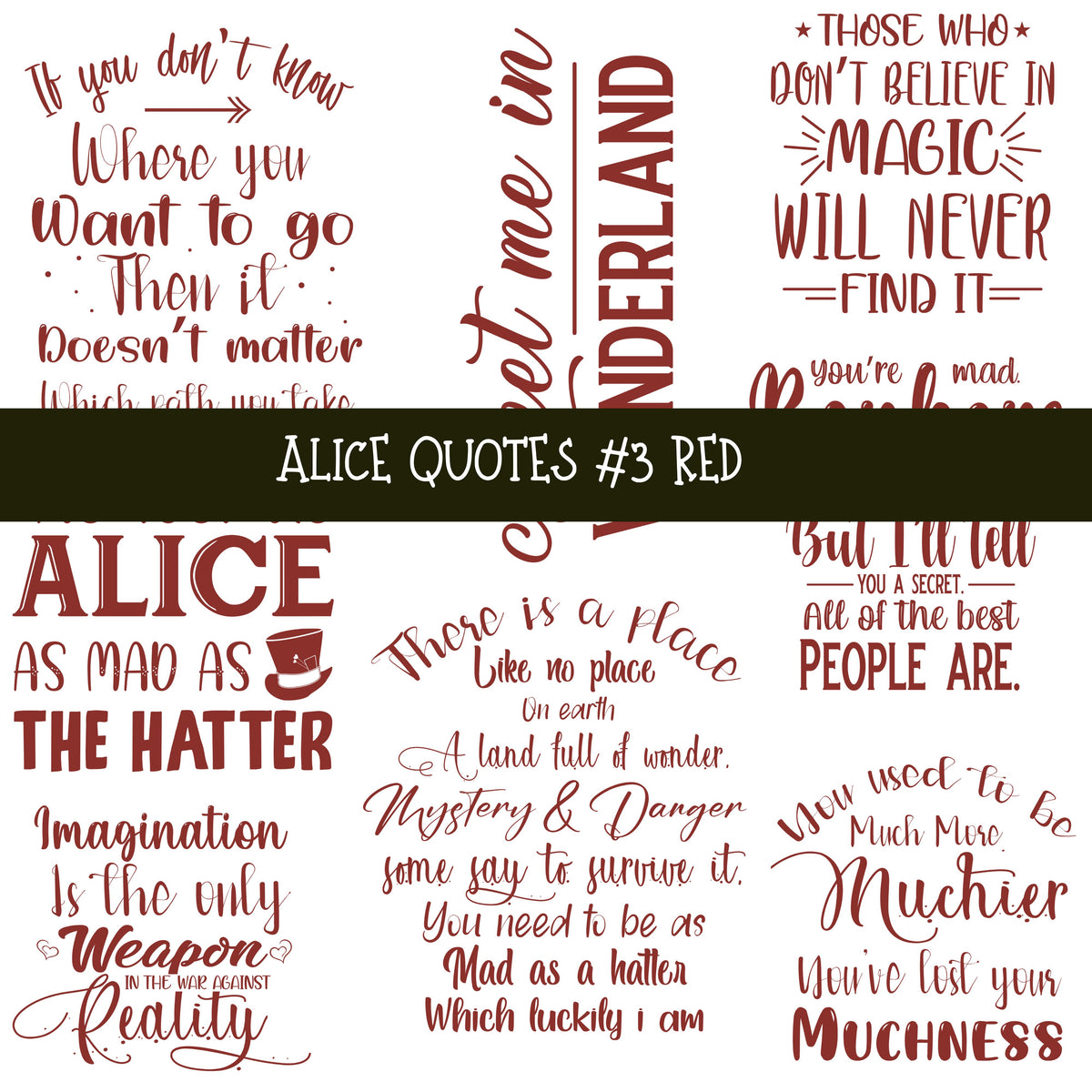 Alice Quotes #3 UV DTF Decal sheets 5 Color Options  available