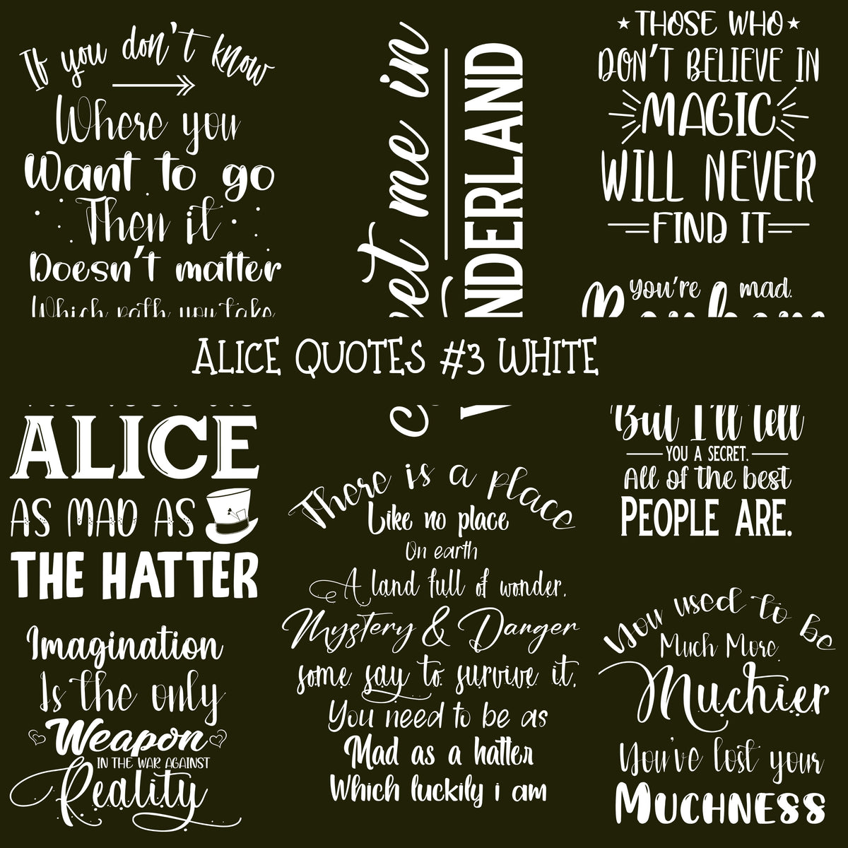 Alice Quotes #3 UV DTF Decal sheets 5 Color Options  available