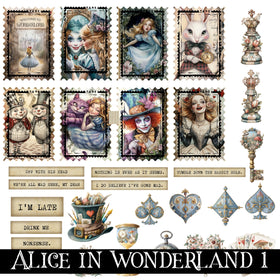 Alice in Wonderland UV DTF Decal Sheets 10 sheet designs