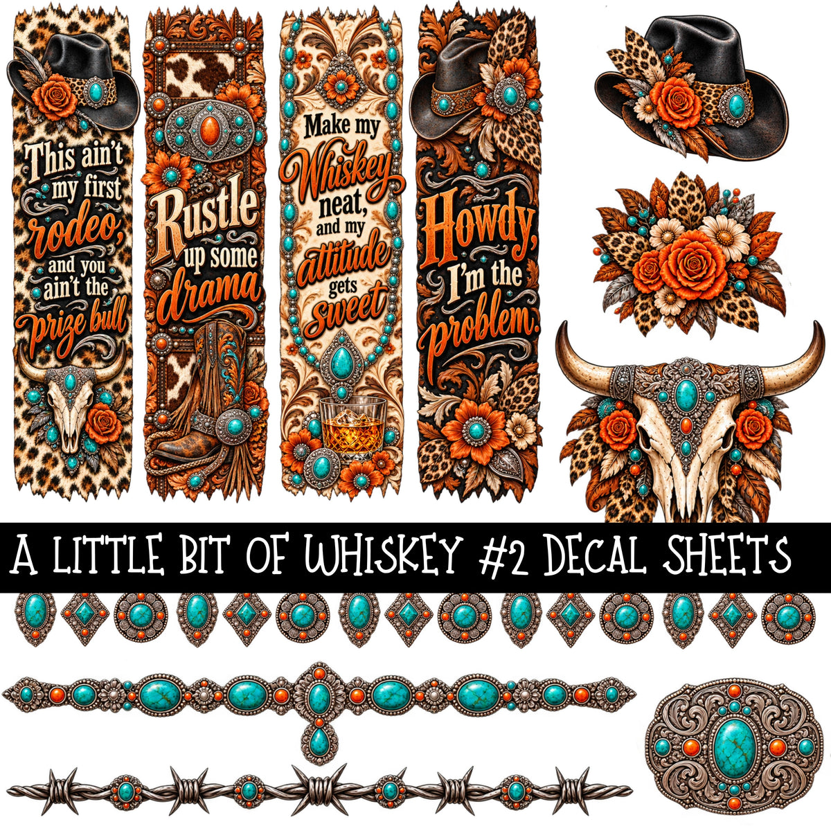 A little bit of whiskey Torn Pages UV DTF Decal sheets 5 Designs available