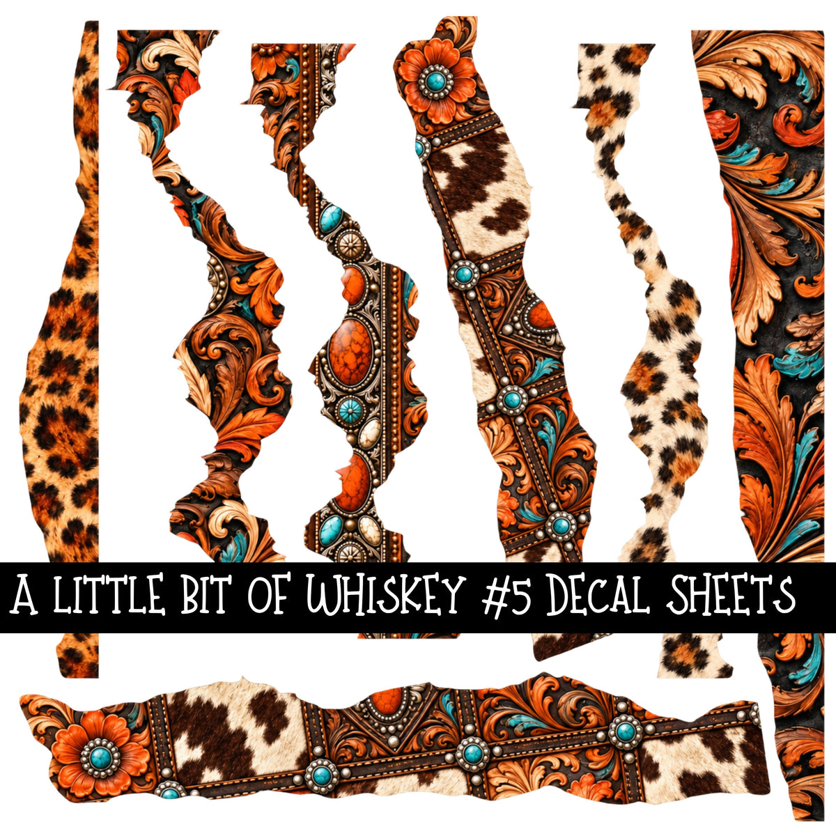 A little bit of whiskey Torn Pages UV DTF Decal sheets 5 Designs available