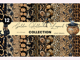 Golden Halloween Leopard Collection 12x12 Vinyl Sheets-12 Designs Available