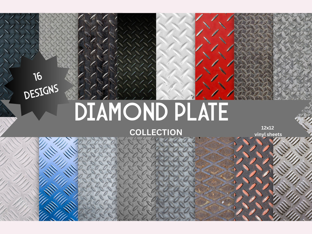 Diamond Plate Collection Vinyl collection- 12x12 vinyl sheets-16 designs available