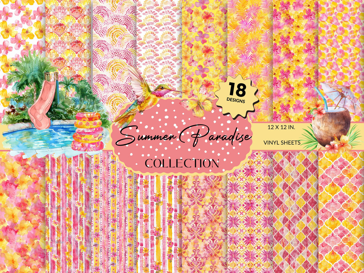 Summer Paradise Collection Vinyl collection- 12x12 vinyl sheets-16 designs available
