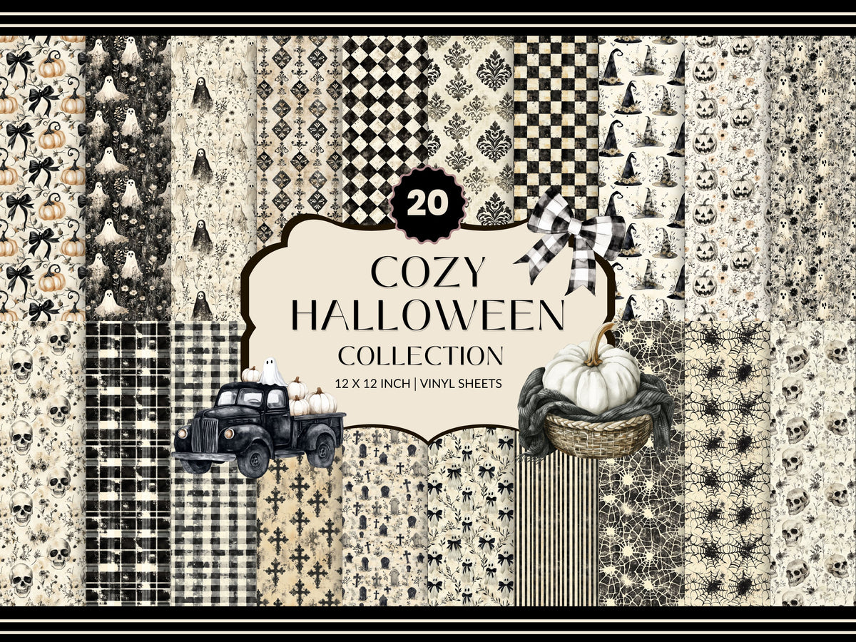 Cozy Halloween Vinyl collection- 12x12 vinyl sheets-20 designs available