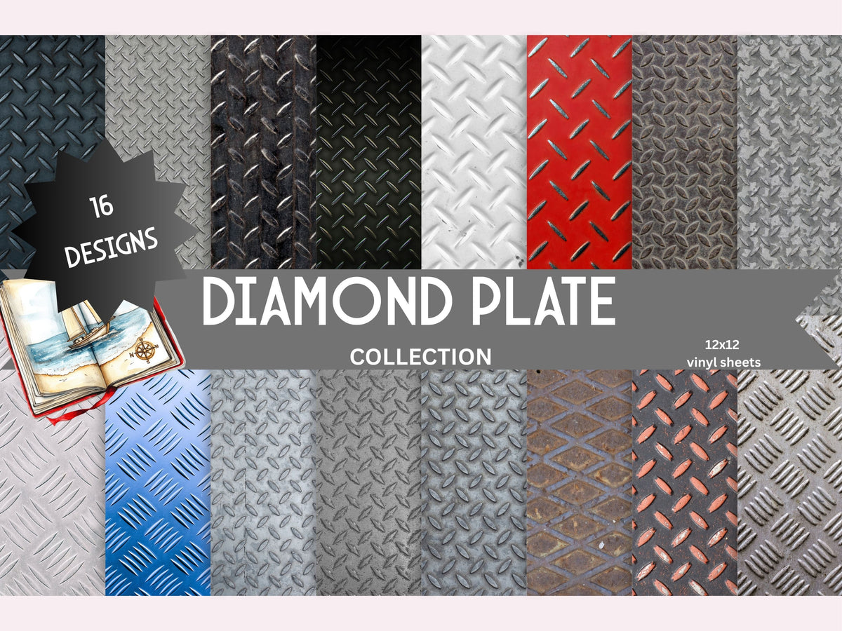 Diamond Plate Collection Vinyl collection- 12x12 vinyl sheets-16 designs available
