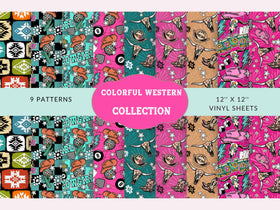 Colorful Western 12x12 Vinyl Sheets- 9 Designs Available