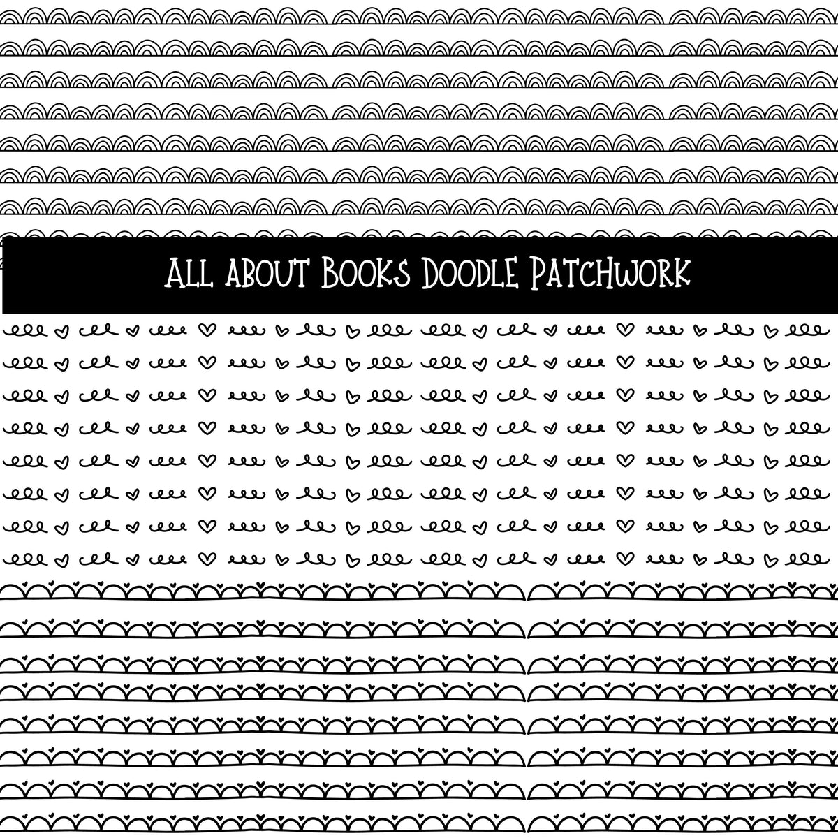 All about Books Doodle Patchwork  Set