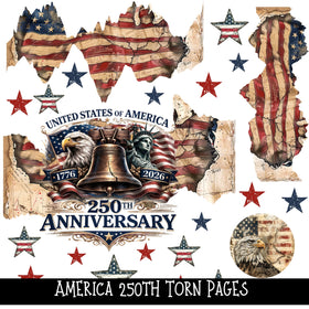 America 250th Torn Pages - UV DTF Decal sheet