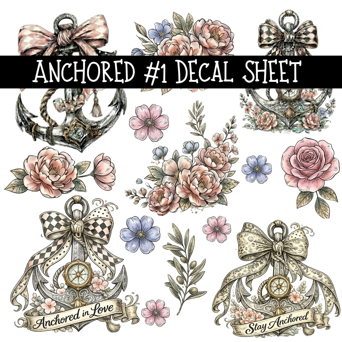 Anchored UV DTF Decal sheets 3 designs available