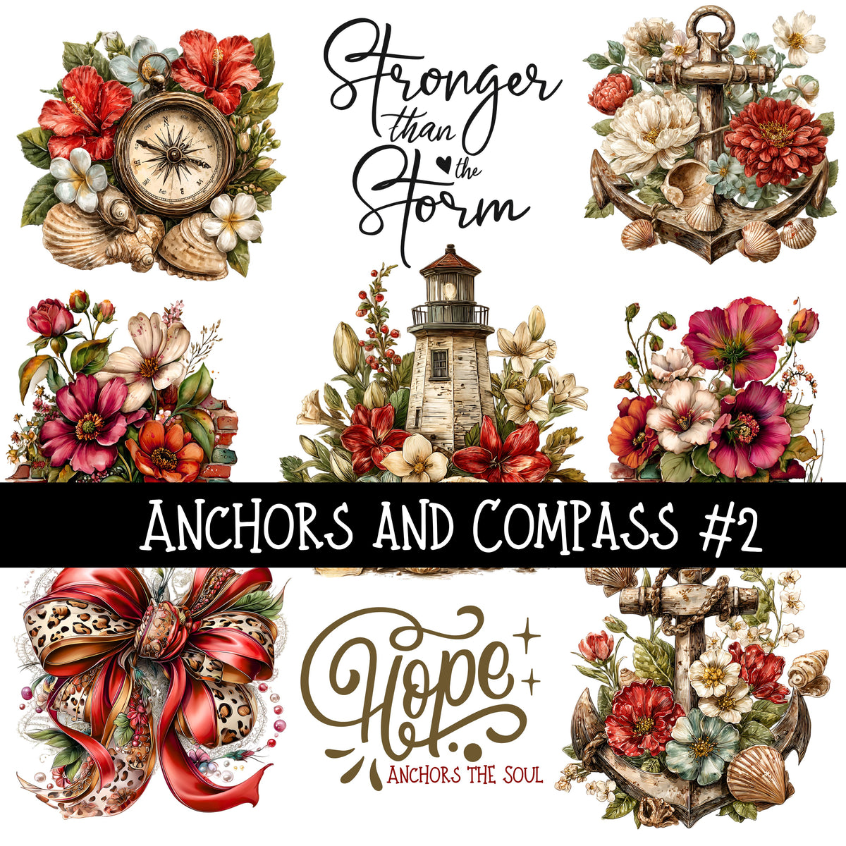Anchors and Compass UV DTF Decal sheet 2 Designs to choose from