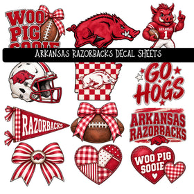 Arkansas Razorbacks UV DTF Decal sheet