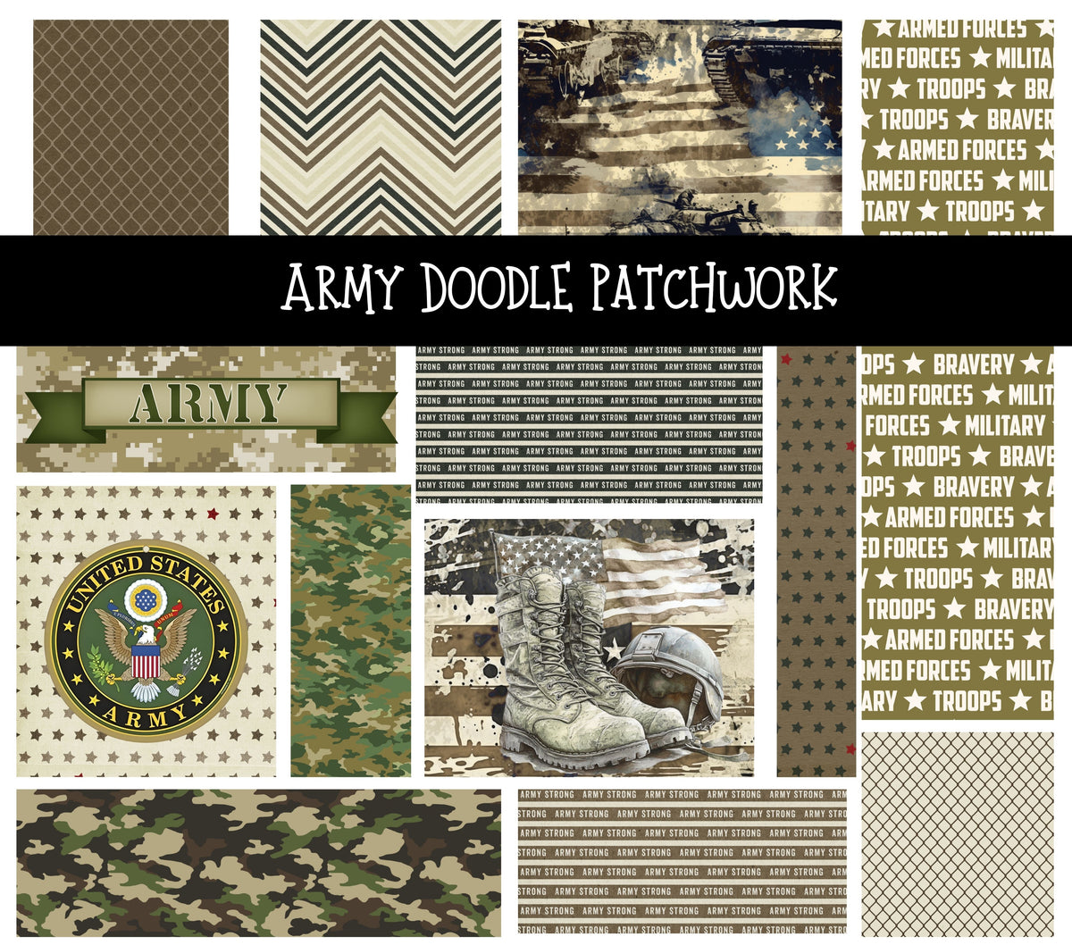 Army Doodle Patchwork Set