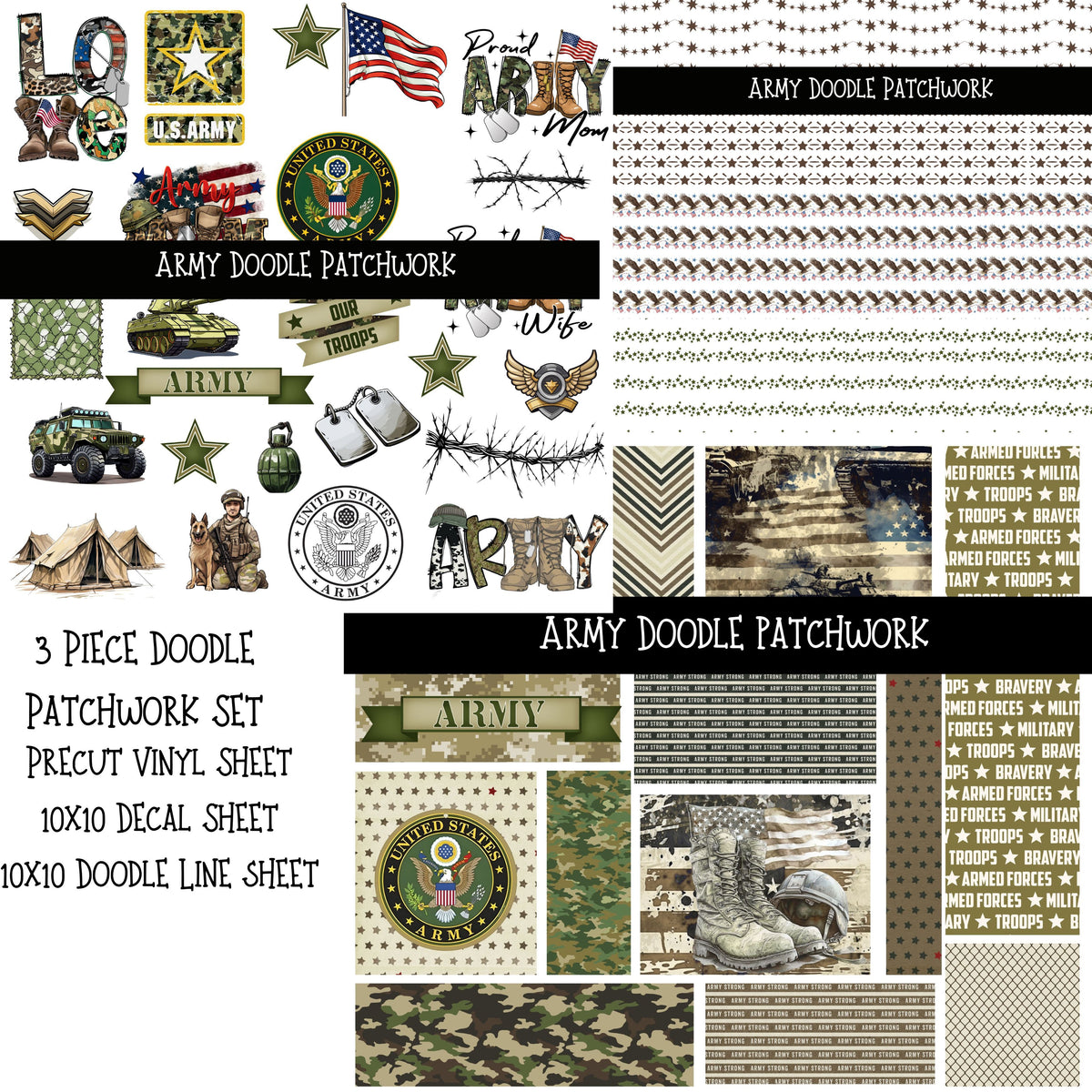 Army Doodle Patchwork Set