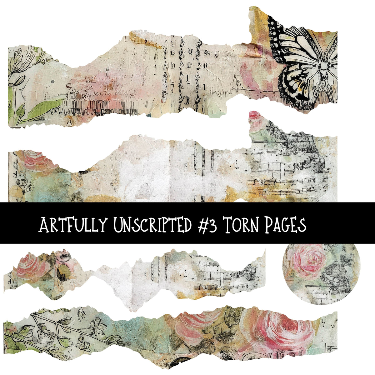 Artfully Unscripted Torn Pages Decal sheets 4 designs available
