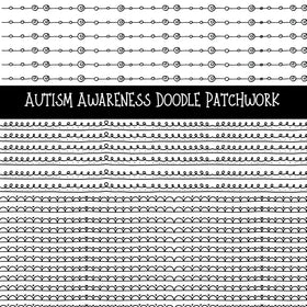 Autism Awareness Doodle Patchwork Set