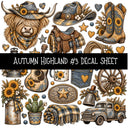 Autumn Highland UV DTF Decal sheets 10 Designs available