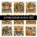 Autumn Highland UV DTF Decal sheets 10 Designs available