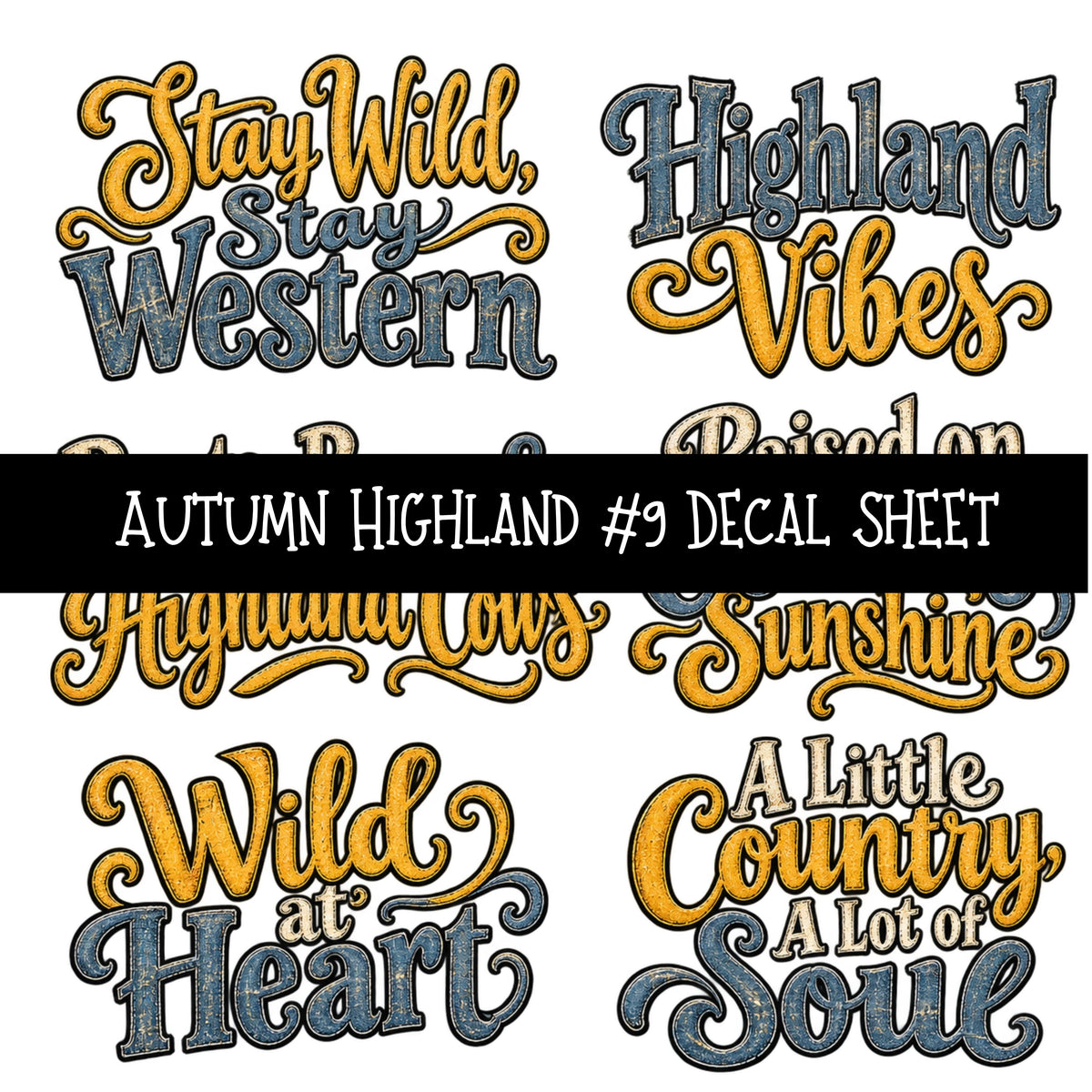 Autumn Highland UV DTF Decal sheets 10 Designs available