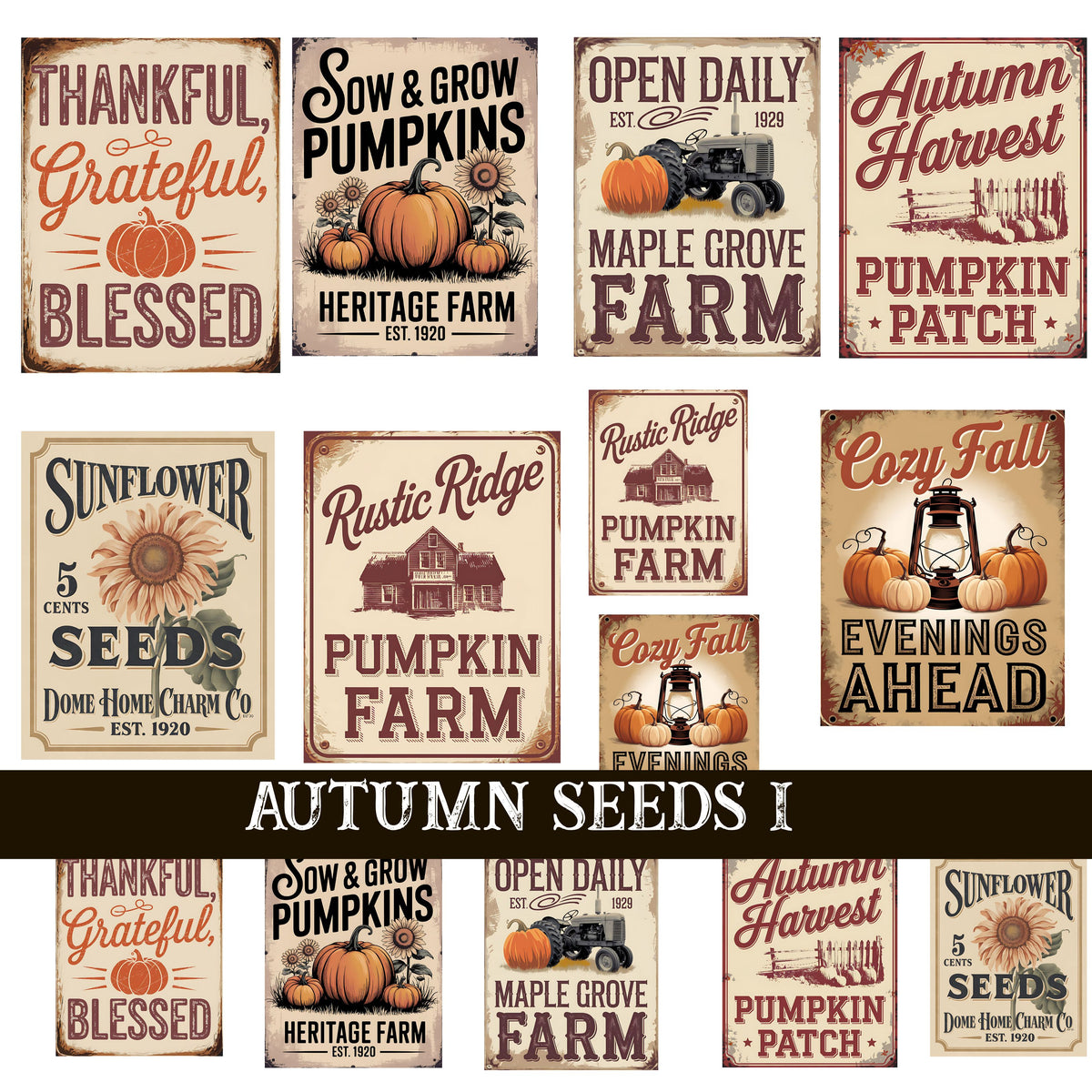 Autumn Seeds UV DTF Decal Sheets 2 Designs