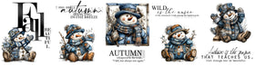 Autumn Snowmen UV DTF Bucket and jar wraps