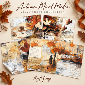 Autumn Mixed Media collection- 2 sizes vinyl sheets-18 designs available