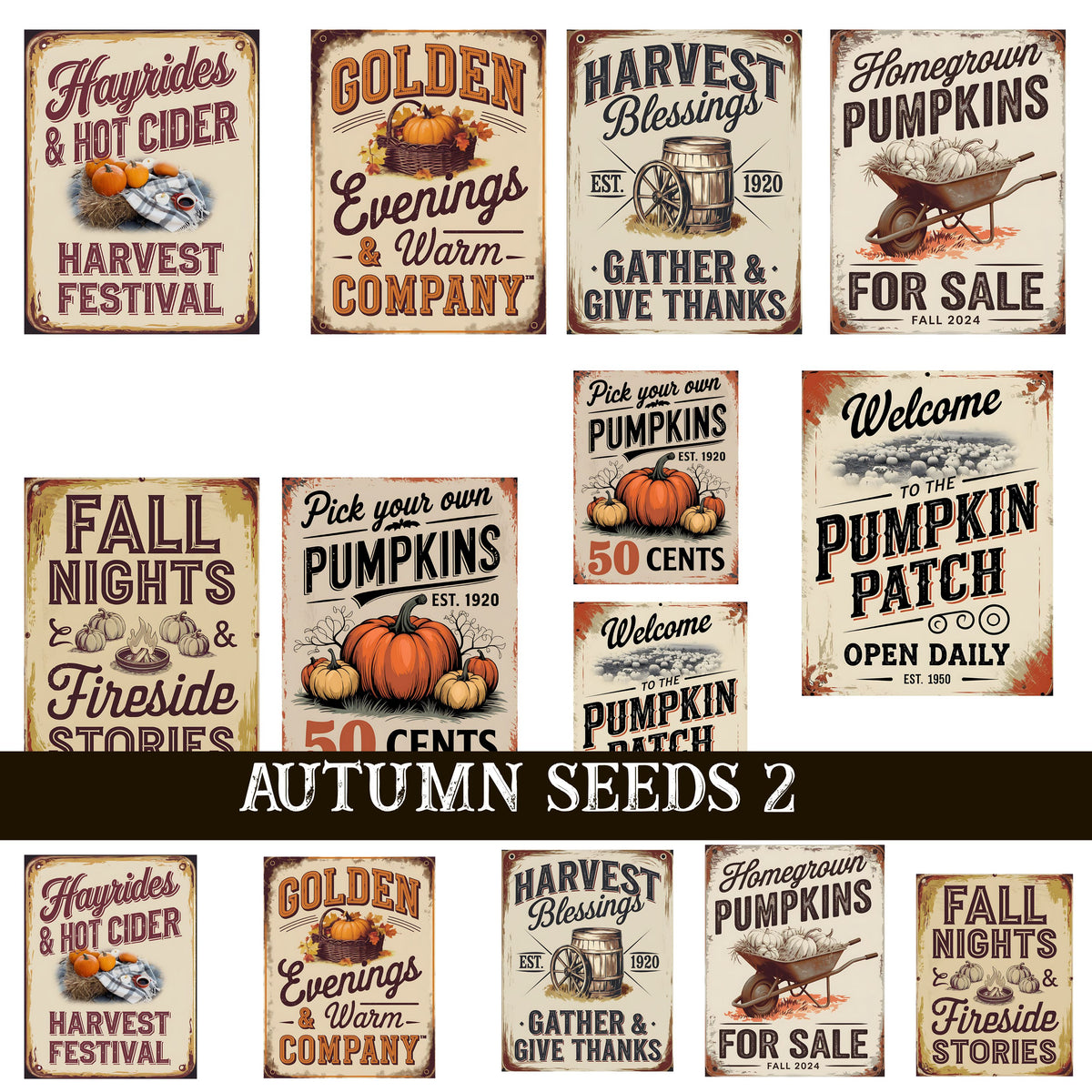Autumn Seeds UV DTF Decal Sheets 2 Designs