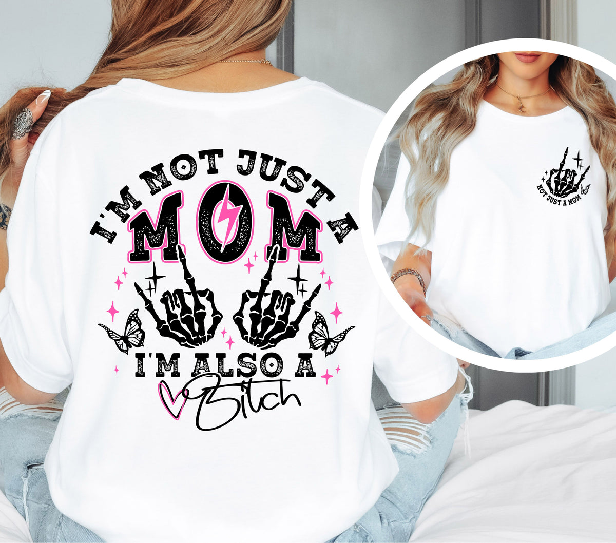 Not just a mom black DTF Transfers 2pc set