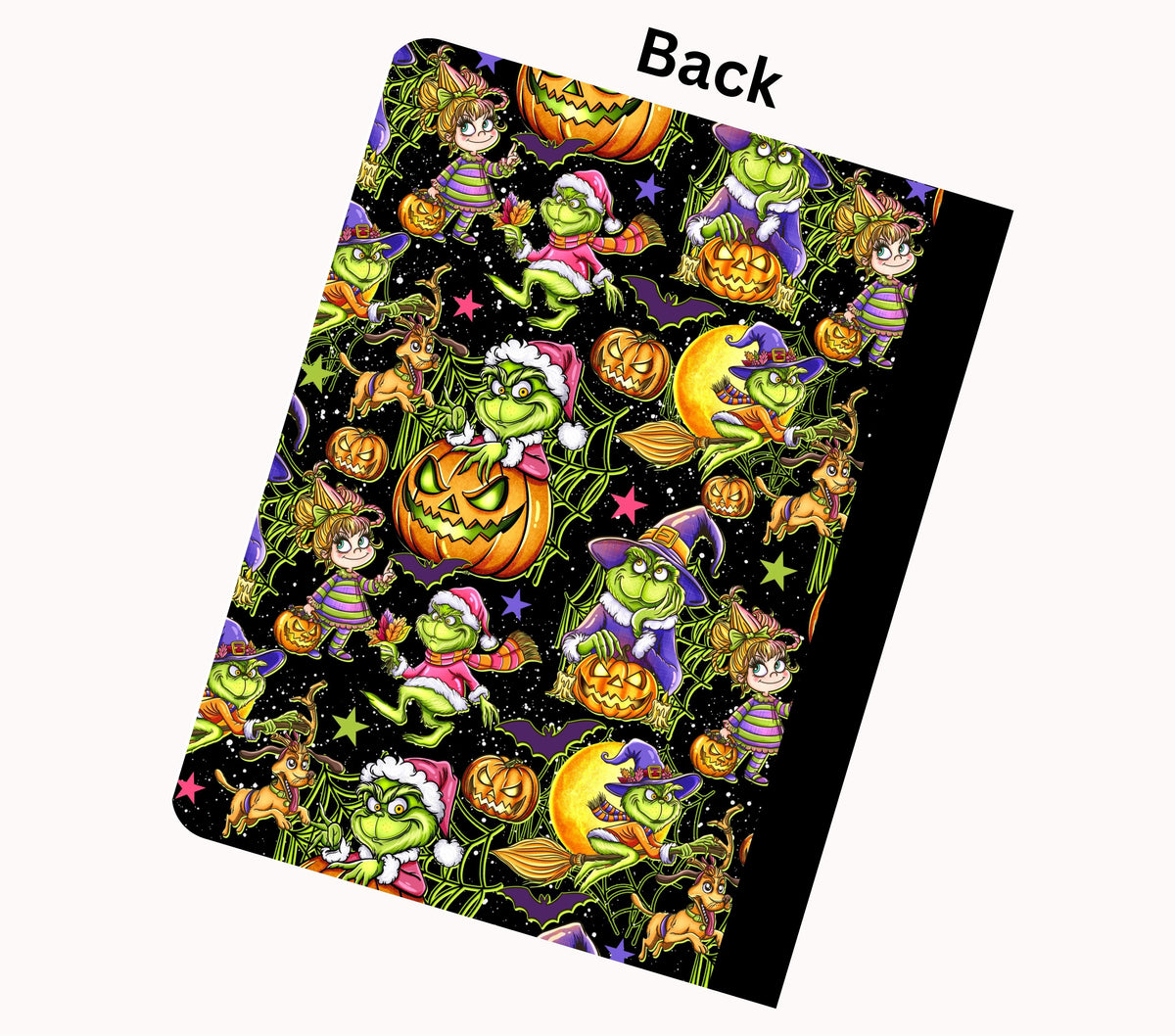 Grinchoween vinyl composition notebook wrap