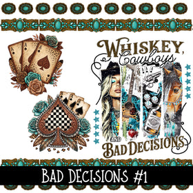 Bad Decisions UV DTF Decal sheets 2 Designs available