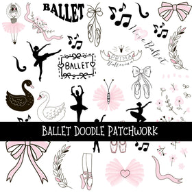 Ballet UV DTF Doodle Patchwork Set