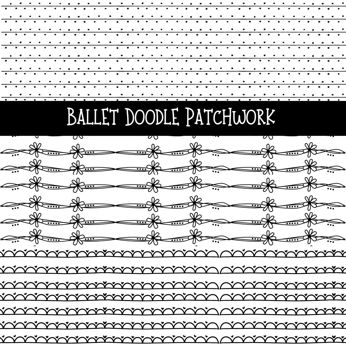 Ballet UV DTF Doodle Patchwork Set