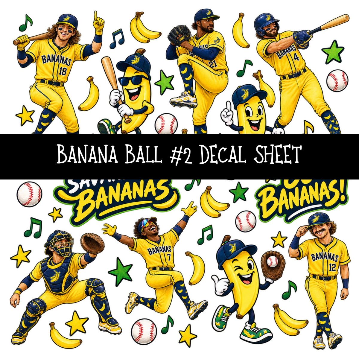 Banana Ball UV DTF Decal sheets 13 Designs available