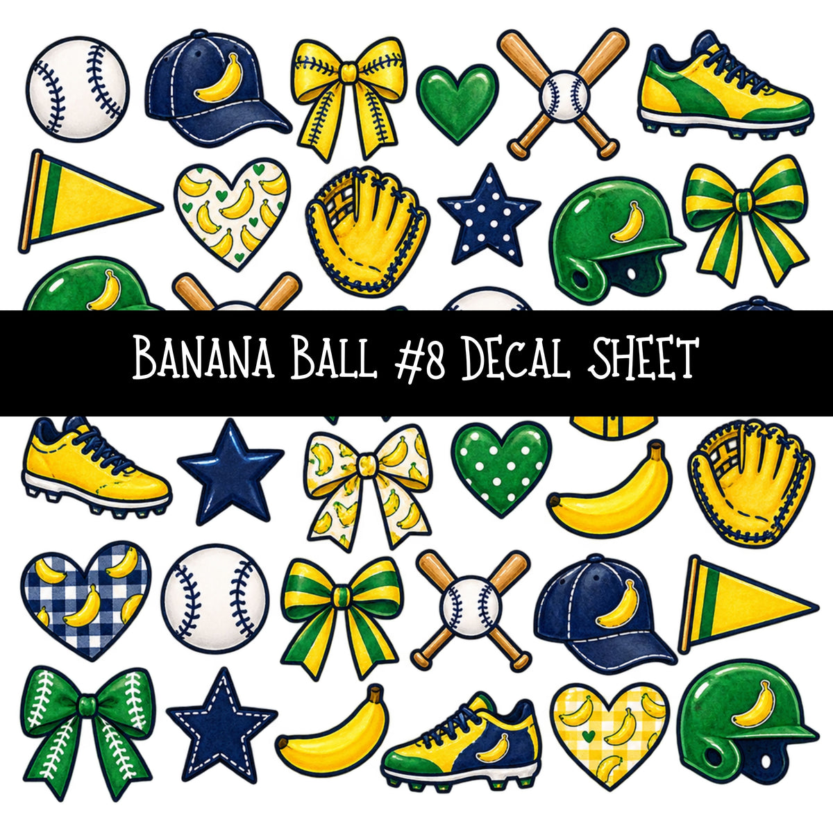 Banana Ball UV DTF Decal sheets 13 Designs available
