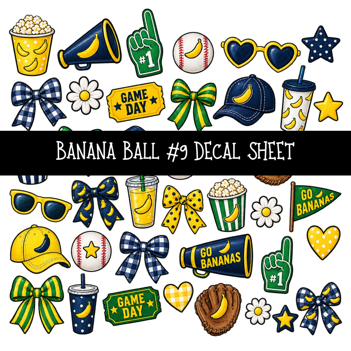 Banana Ball UV DTF Decal sheets 13 Designs available