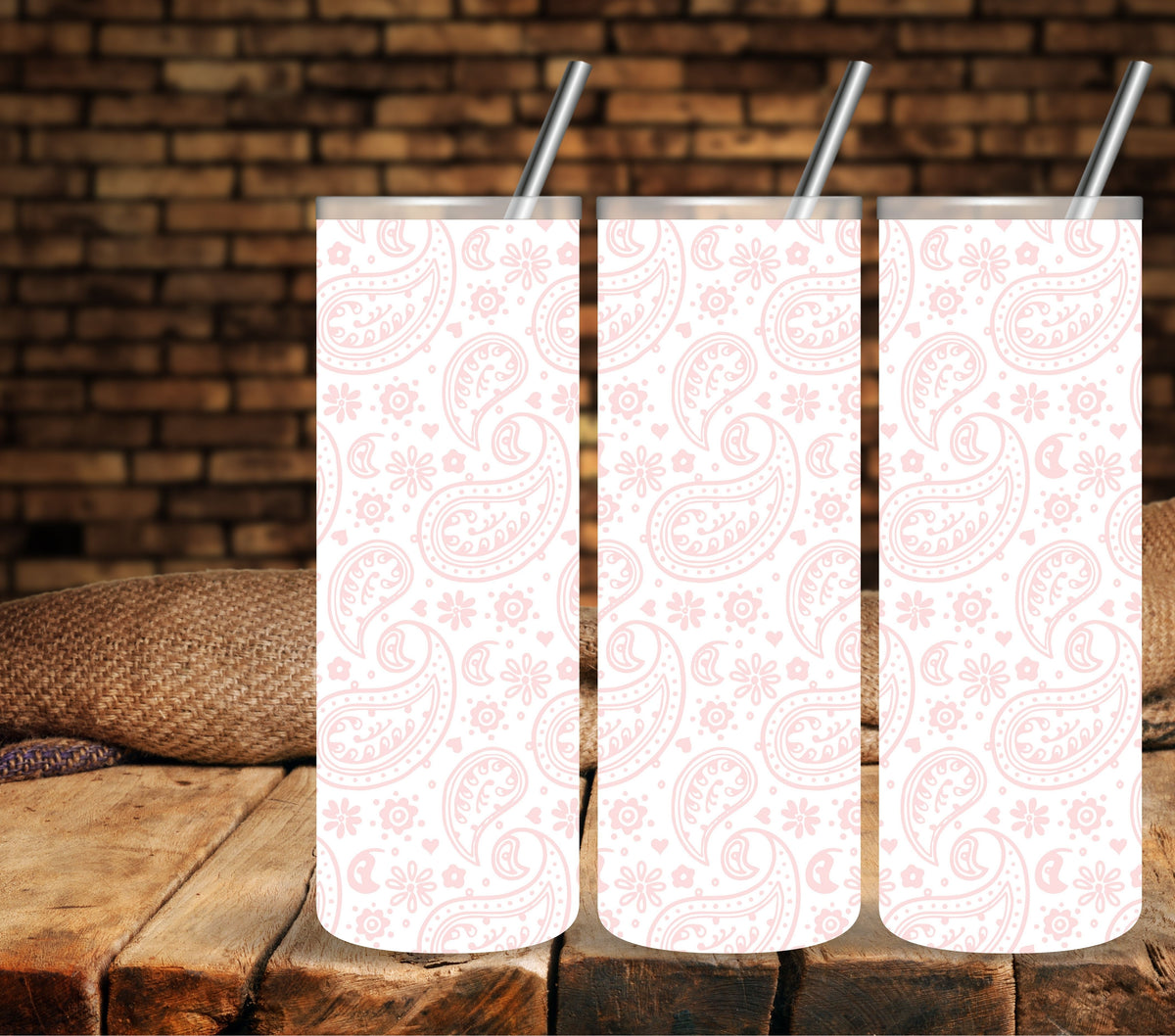 Bandana Overlay Pink UV DTF tumbler wraps 20oz
