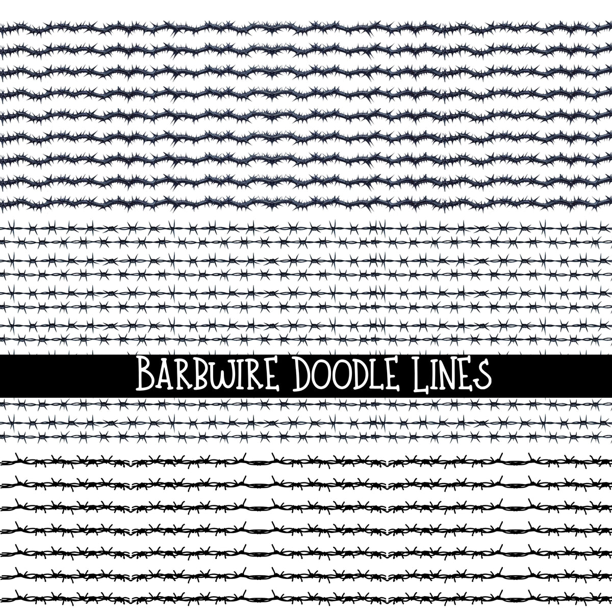 Barbwire Doodle lines UV DTF- Black