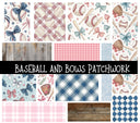 Baseball and Bows Doodle Patchwork Set