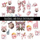 Baseball and Bows Doodle Patchwork Set