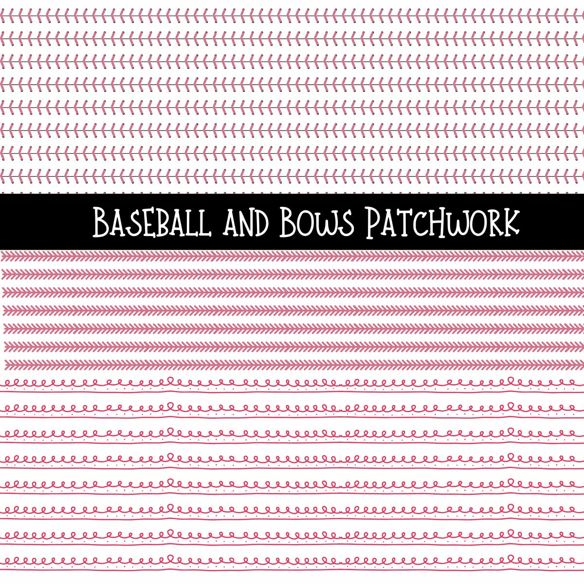 Baseball and Bows Doodle Patchwork Set