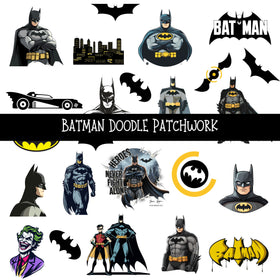 Batman UV DTF Doodle Patchwork Set