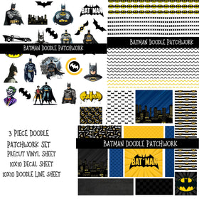 Batman UV DTF Doodle Patchwork Set