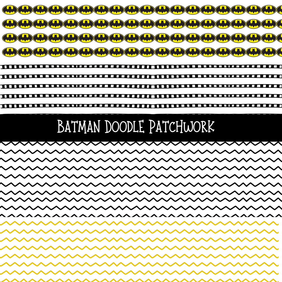Batman UV DTF Doodle Patchwork Set