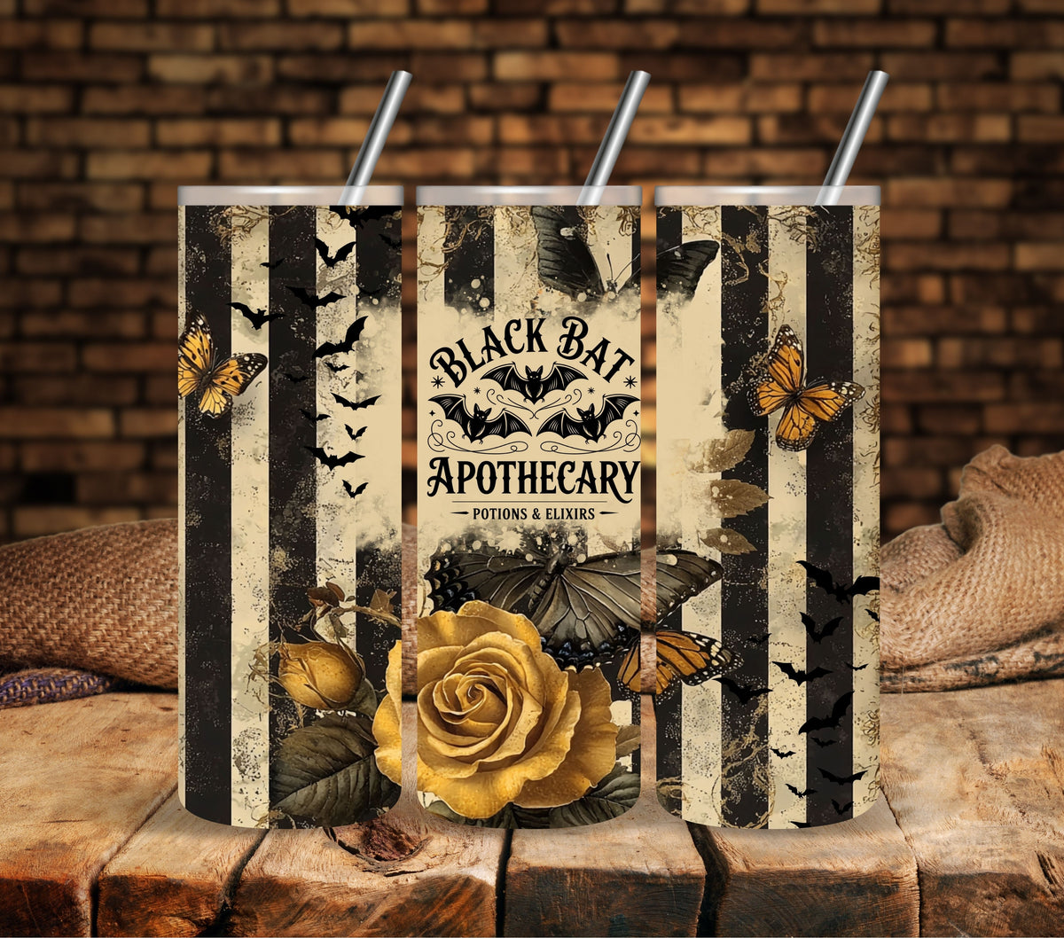 Black Bat Apothecary vinyl tumbler wraps