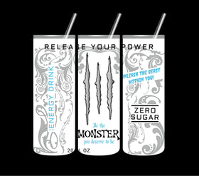 Monster white and blue vinyl tumbler wraps