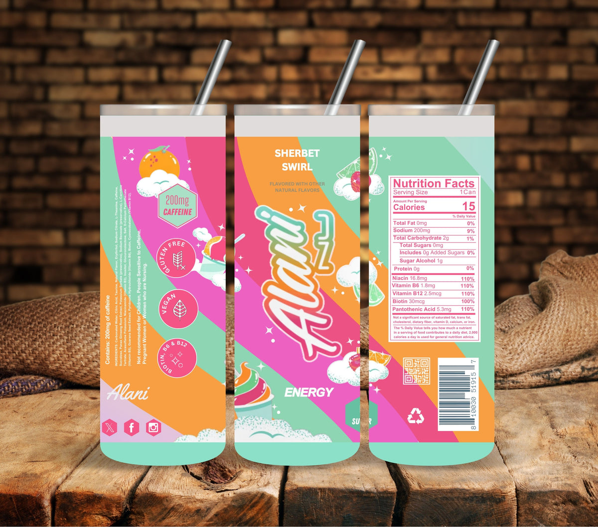 Sherbet Swirl vinyl tumbler wraps